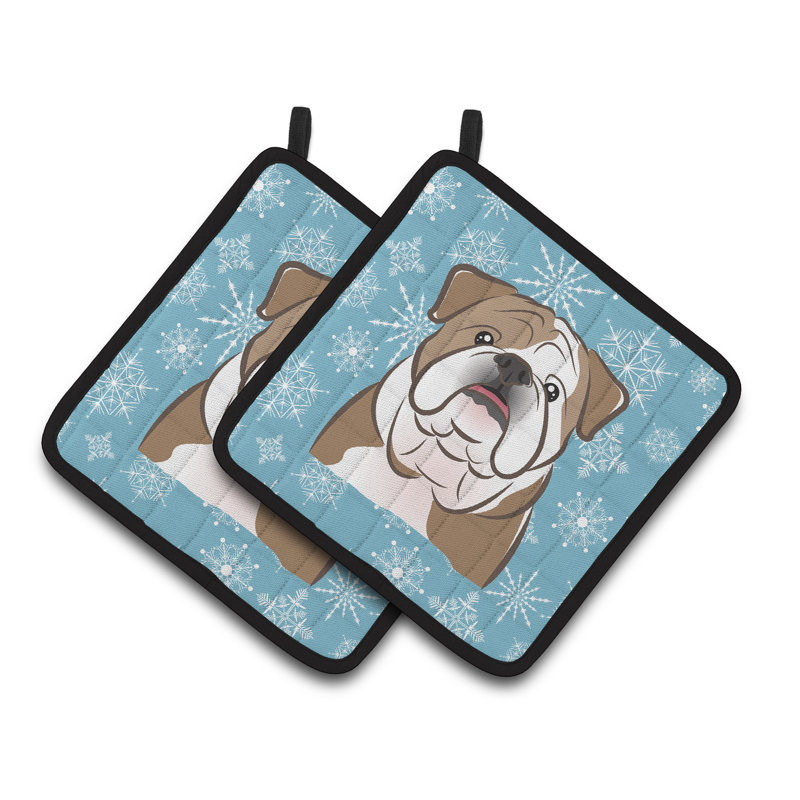 The Holiday Aisle® Ashlynn Polyester Potholder, Blue/Brown