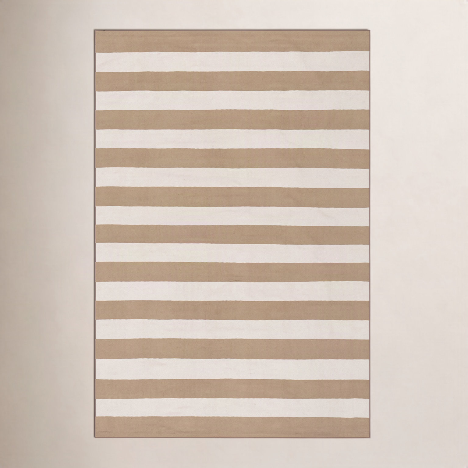 Khaki Hand-Woven Striped Outdoor Rug, Rectangle 9'6" x 13'6"