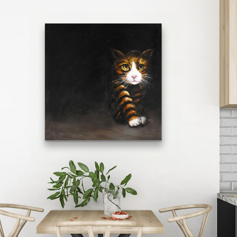 Discreet cat - 32"x32" art on canvas