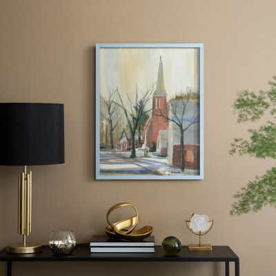 New England Main Street Framed Print - Solid Wood