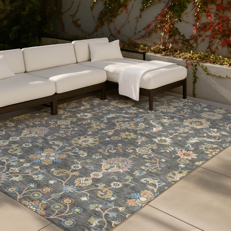 Machine Washable Indoor/Outdoor Chantille ACN2585 Traditional Rug, Gray, 8' x 10'