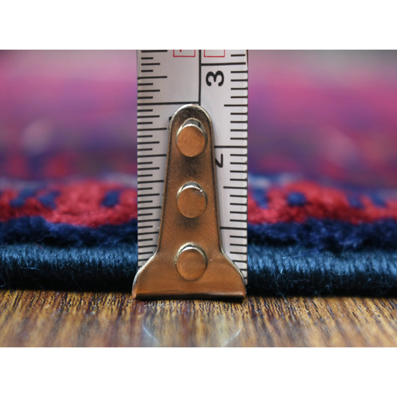 Tapis afghan rouge Khamyab en laine noué à la main rouge G72008, Rectangle 3 pi 3 po x 5 pi