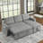 Sleeper Sofa Bed, Reversible Sectional Couch With Storage Chaise And Side Storage Bag