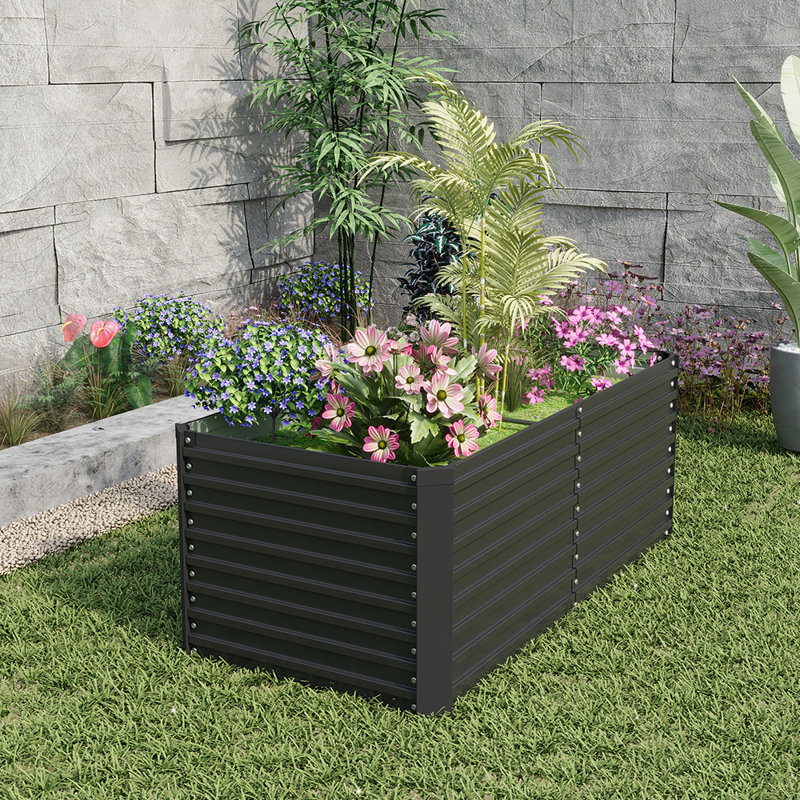 Metal Raised Garden Bed, Black, 60" H x 160" W x 80" D