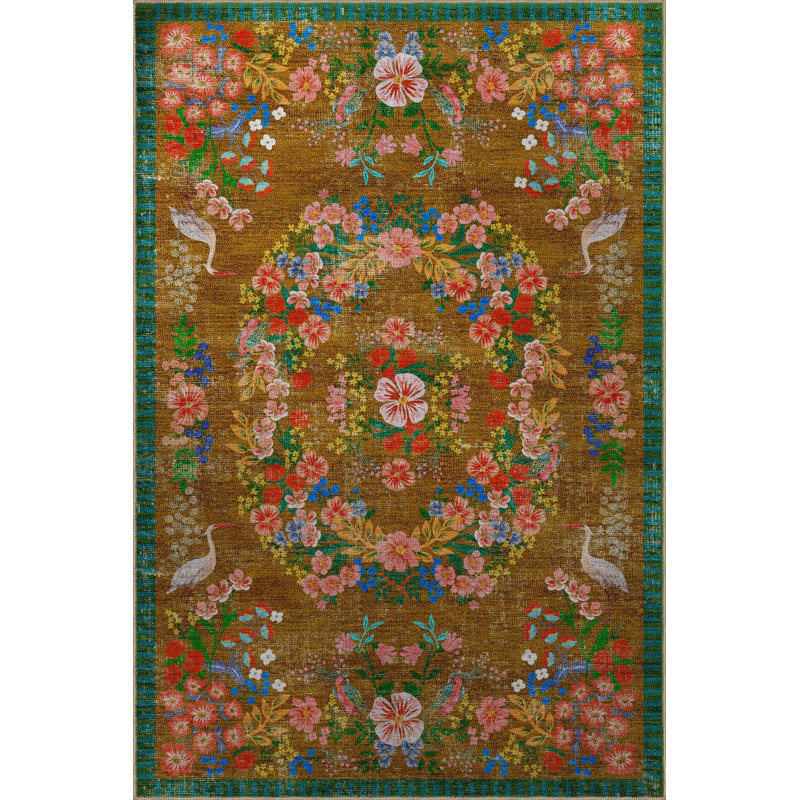 Tapis floral multicolore lavable à motif floral multicolore, Tapis de couloir 3 pi 3 po x 9 pi 10 po