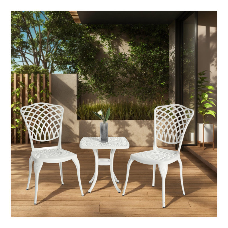Bistro Set 3 Piece Rustproof Cast Aluminum Patio Furniture Sets 2 Chairs and 1 Round Table Outdoor, Garden, Patio, Balcony