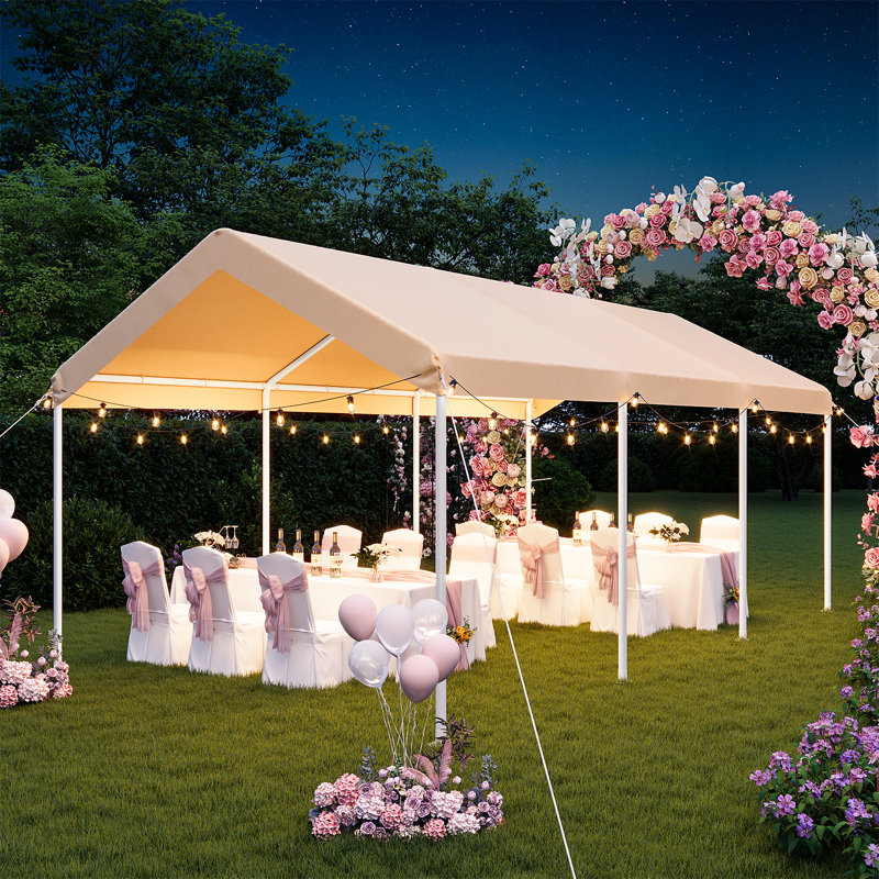 10Ft. W X 20Ft. D Khaki Steel Outdoor Canopy Tent Heavy Duty Party Tents For Wedding, Khaki