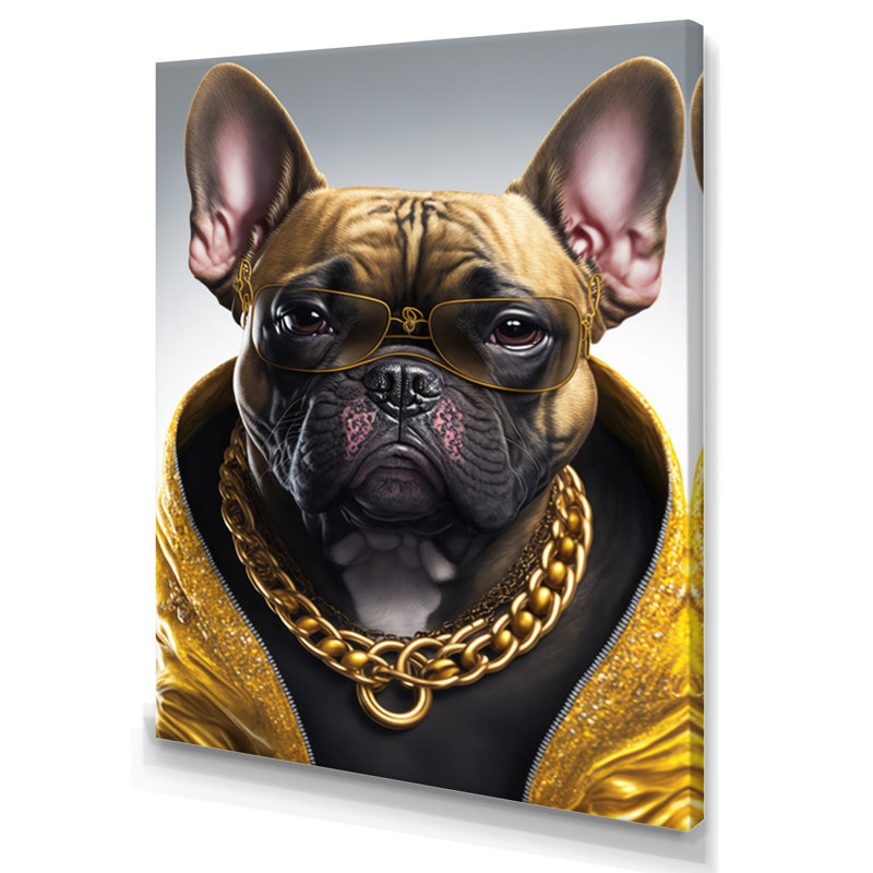 «Frenchie Gangster in NYC I», impression sur toile, H 32 po x l 16 po x P 1 po, Toile tendue