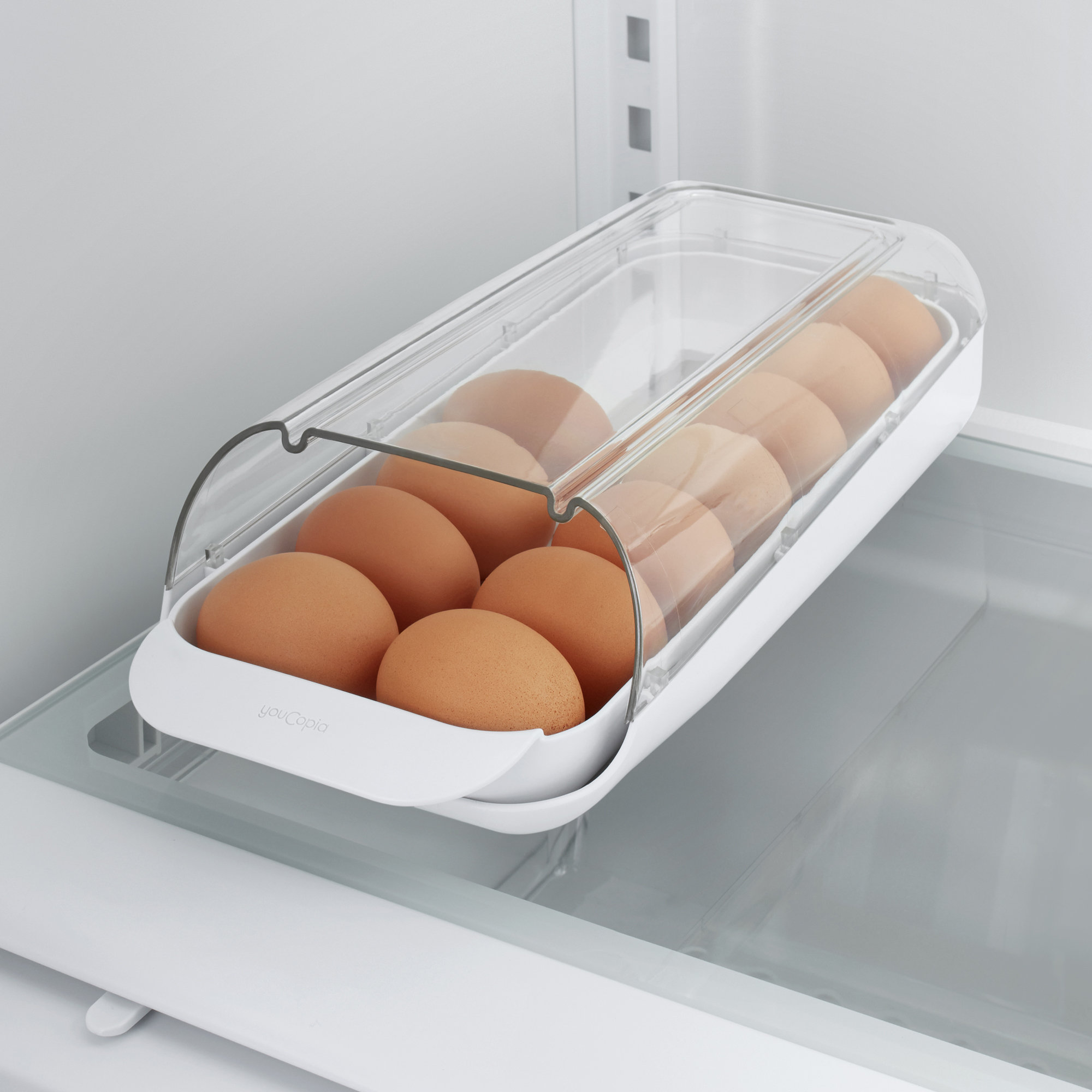 2-Tier Clear Fridge Organizer Pantry Freezer Organizer Food Container Fruit  Fresh-keeping Box Egg Holder