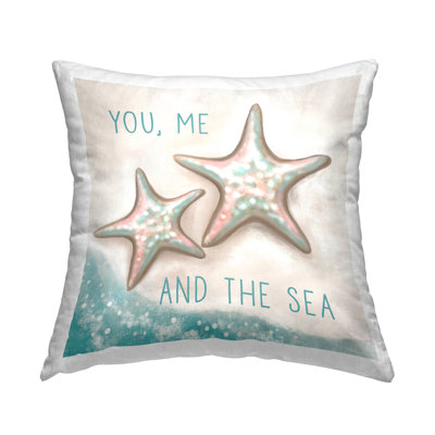 You Me & Sea Romantic Starfish Beach Shore Printed Throw Pillow Design By Elizabeth Tyndall -  East Urban Home, F9A4246A9BF44FFCBD8D68228FAE7468