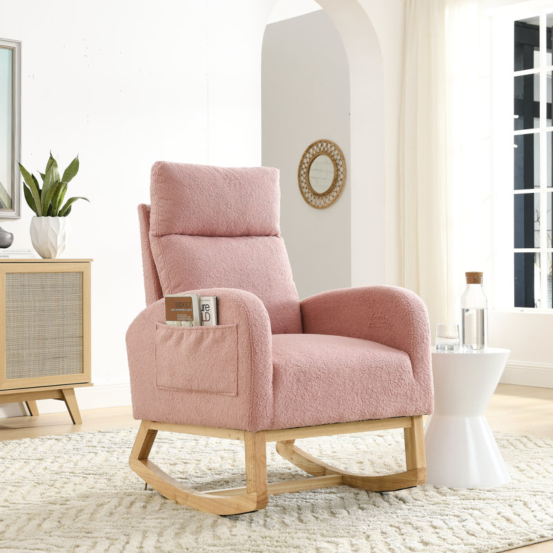 Corydon Upholstered Accent Chair, Pink Teddy Fabric