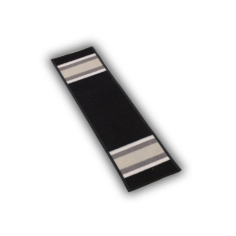 Tapis d'escalier à bordure sur mesure à rayures sur mesure, Beige, Rectangle 2 pi 8 po x 6 po