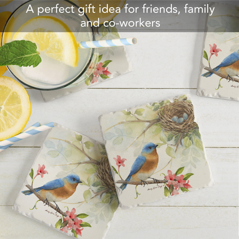 Bluebird Multicolor Tumbled Tile Stone Coasters with Cork Backing