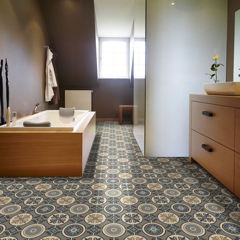 Grey Designer Effect Non Slip Vinyl Flooring 2.8mm Thick Waterproof Sheet Vinyl Flooring, 7 Years Warranty 200cm X 100cm