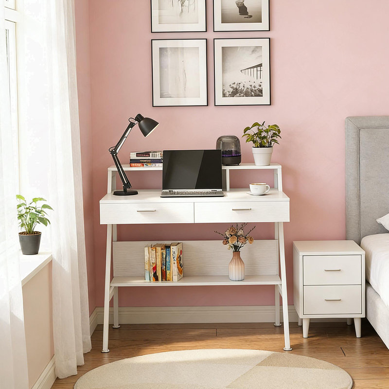 Bureau, bureau d'écriture avec tablette de rangement