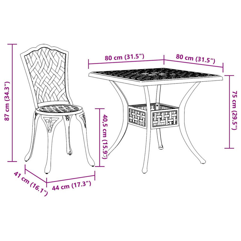 4 - Person Patio Dining Set with Square Table, White