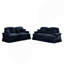 Ensemble de canapés modulaires classiques 2 pièces pour salon (fauteuil 2 places + causeuse 2 places) avec accoudoirs évasés et jupe à volants - Bleu