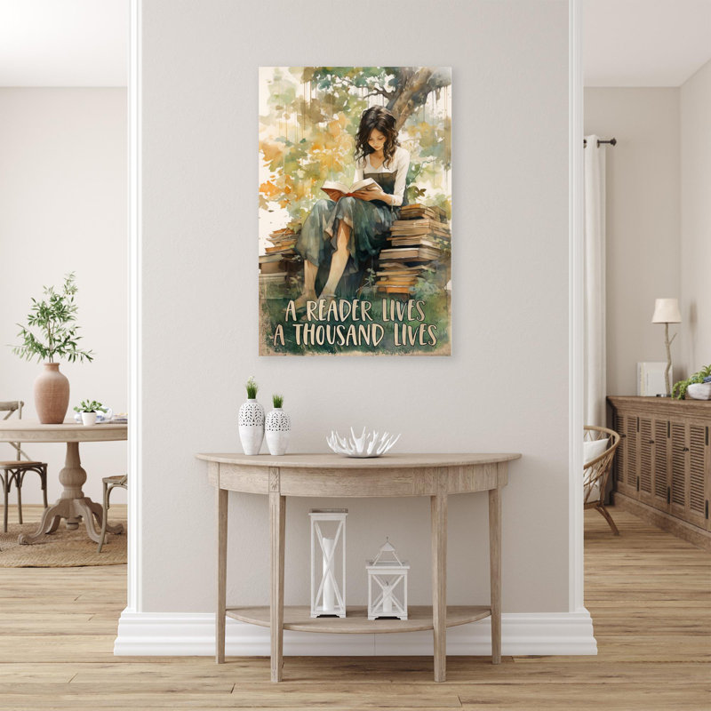 Impression sur toile, "A Reader Lives A Thousand Lives" - 1 pièce Rectangle A Reader Lives A Thousand Lives