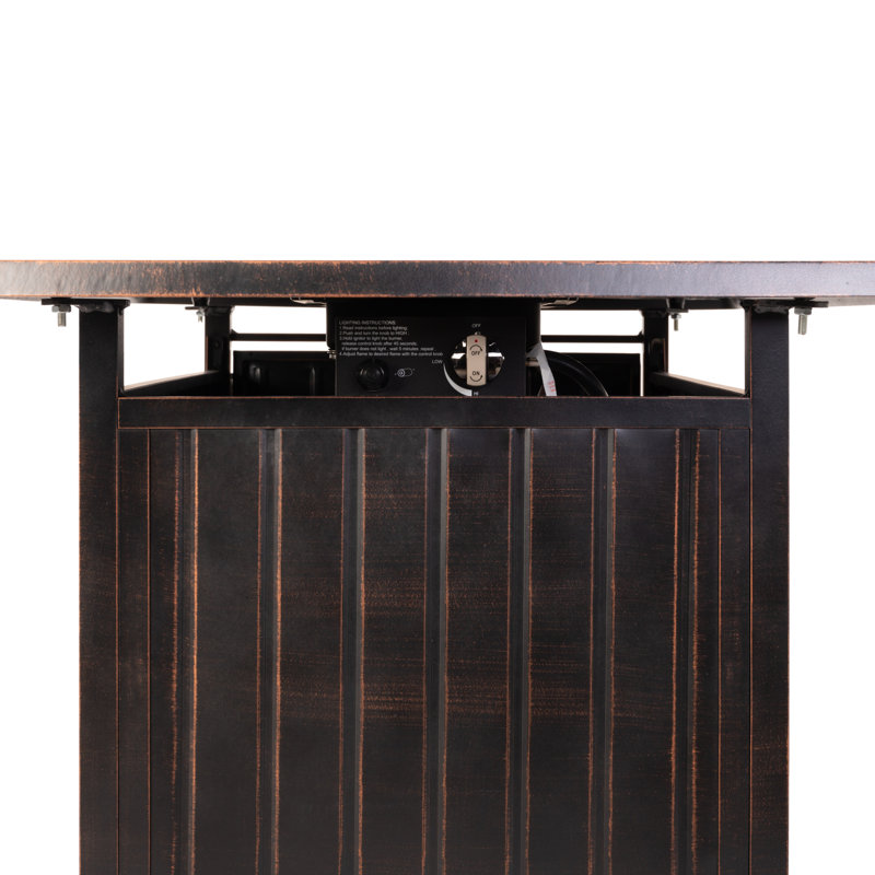 Bravos Antique Bronze Rectangular Aluminum Gas Fire Pit Table