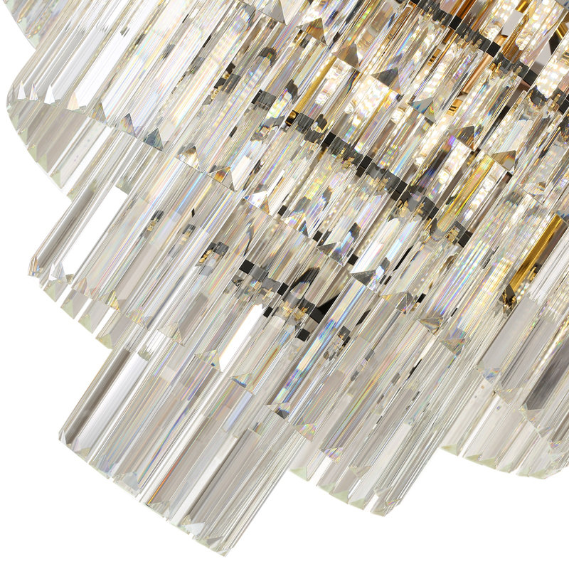 12 Light Crystal Chandelier, Modern Contemporary 5 Tier Hanging Chandelier for Dining Room Living Room Bedroom