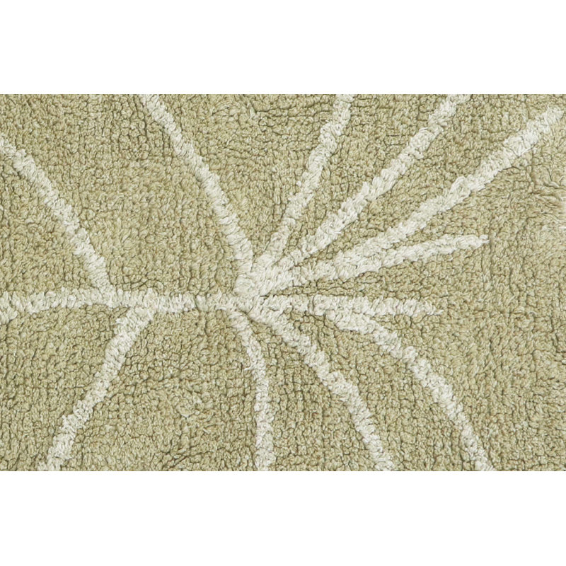 Handmade Olive Cotton Monstera Leaf Washable Rug 2' 5" x 3' 3"