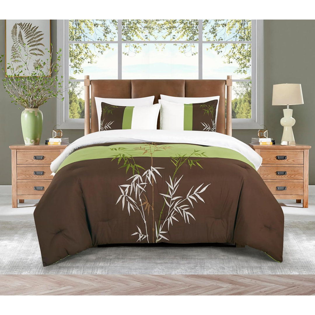 Simon 7-Piece Bed in a Bag Bamboo Embroidered Comforter Set with Sheets Chezmoi Collection 