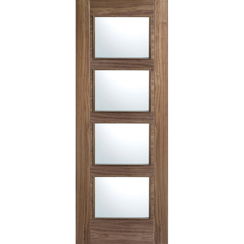Vancouver 4L Clear Glazed Walnut Internal Fire Door, 204cm H x 82.6cm W x 4.4cm D