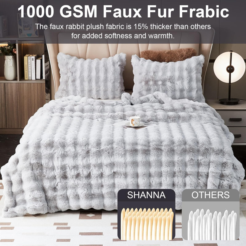 Ashritha Throw Blanket, Light Grey, 200cm x 130cm