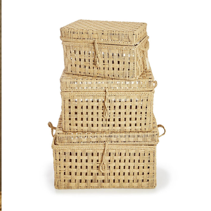 Ensemble de 3 boîtes de rangement en corde de jute fabriquées à la main H 15 po