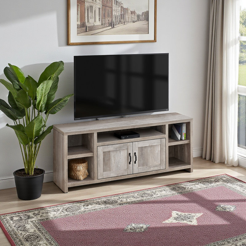 Meuble télé 60 po Thielle avec finition en bois récupéré taupe, l 58,85 po x P 15,21 po x H 23,58 po