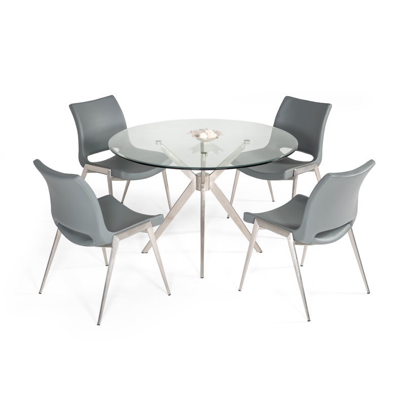 Table de salle à manger modern Mikaia, Acier inoxydable brossé