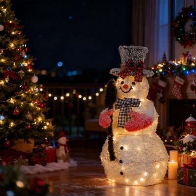 3FT Lighted Snowman With Shove Christmas Decoration
