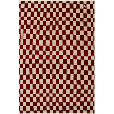  Dominique Abstract Checkered Fringe Area Rug