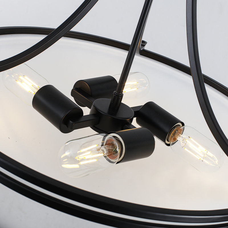 Luminaire suspendu bol en verre à 4 lumières à intensité variable de 20,5 po noir mat pour la salle à manger, Noir mat