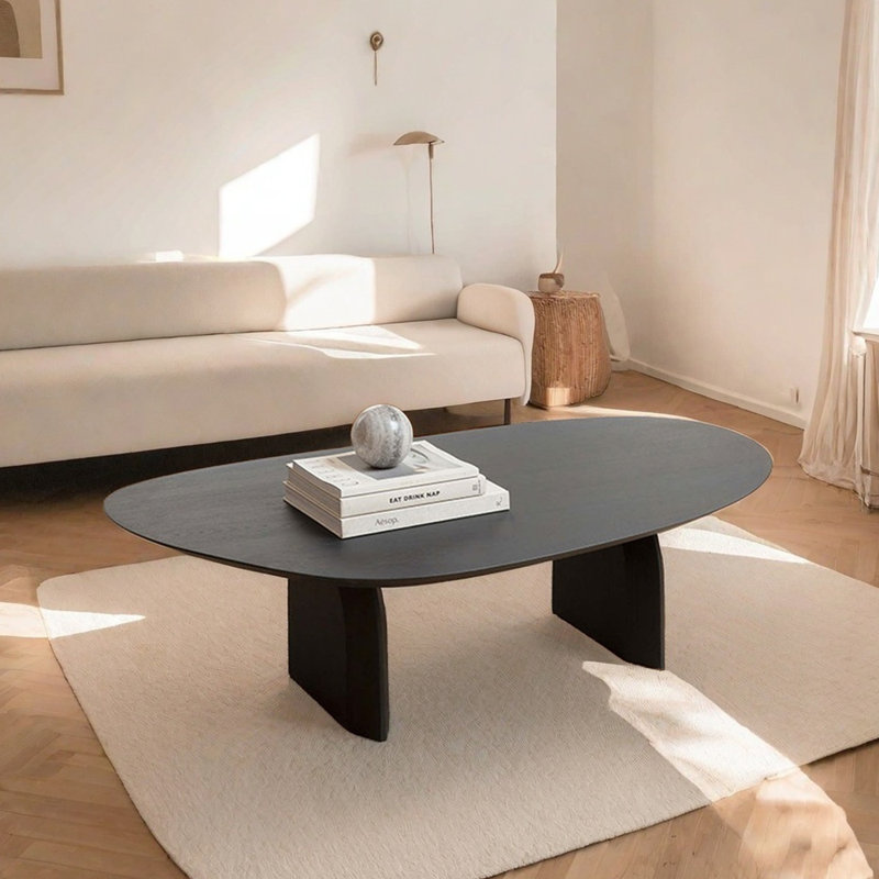 Solid Wood Coffee Table Minimalist Design, Black