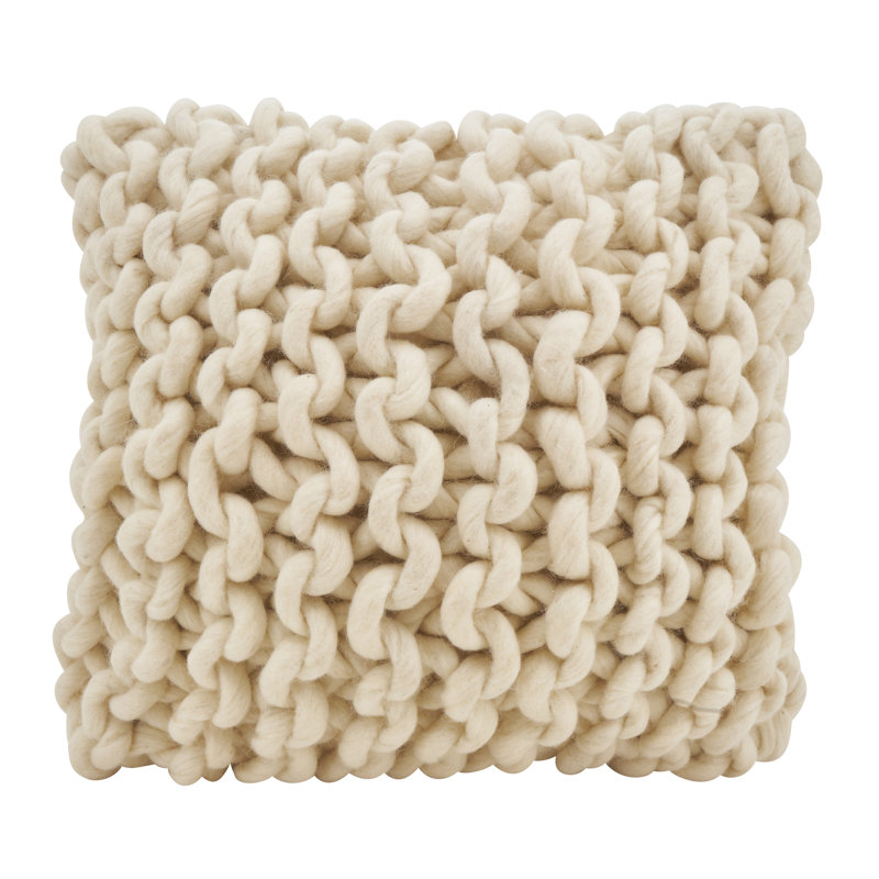 Coussin en laine Zayn, Ivoire, Polyester / Bourre en polyester