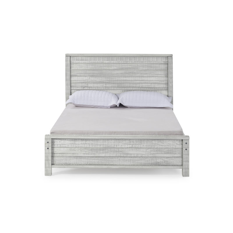 Lit plateforme en bois massif RUSTIC, Gris colombe, rustique, Double