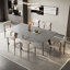 Rectangular solid wood rock slab dining table set