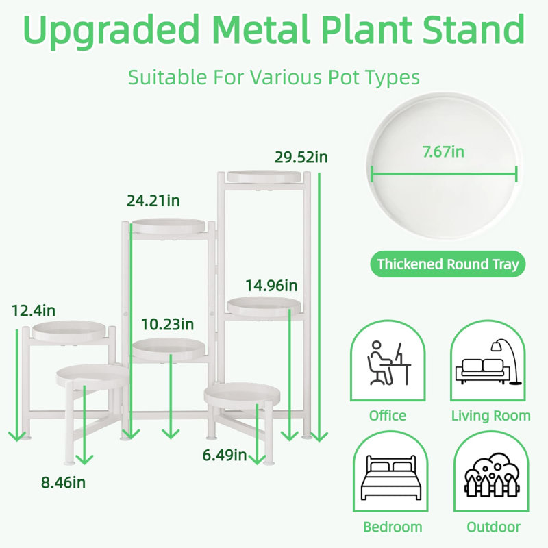 Étagère de coin pliable en métal à 6 niveaux pour plantes d'intérieur et d'extérieur, Blanc