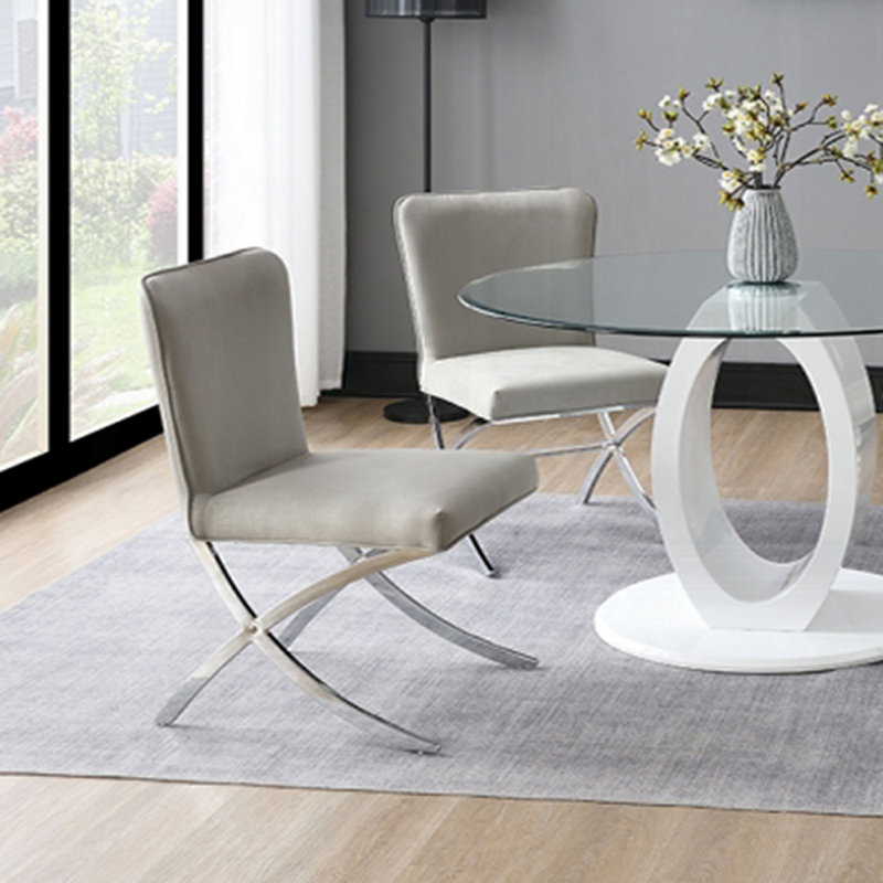 Chaise d'appoint de 49,3 cm de large (lot de 2), velours gris pâle et chrome