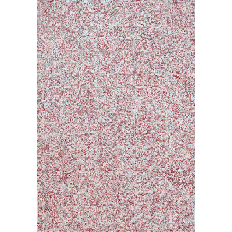 Barranco Geometric Hand Tufted Wool Area Rug in White/Red, Rectangle 8'6" x 12' 6"