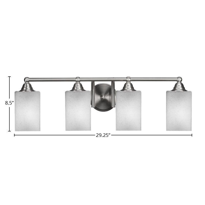 Barre d'éclairage de salle de bain 4 lumières Michell, Nickel brossé