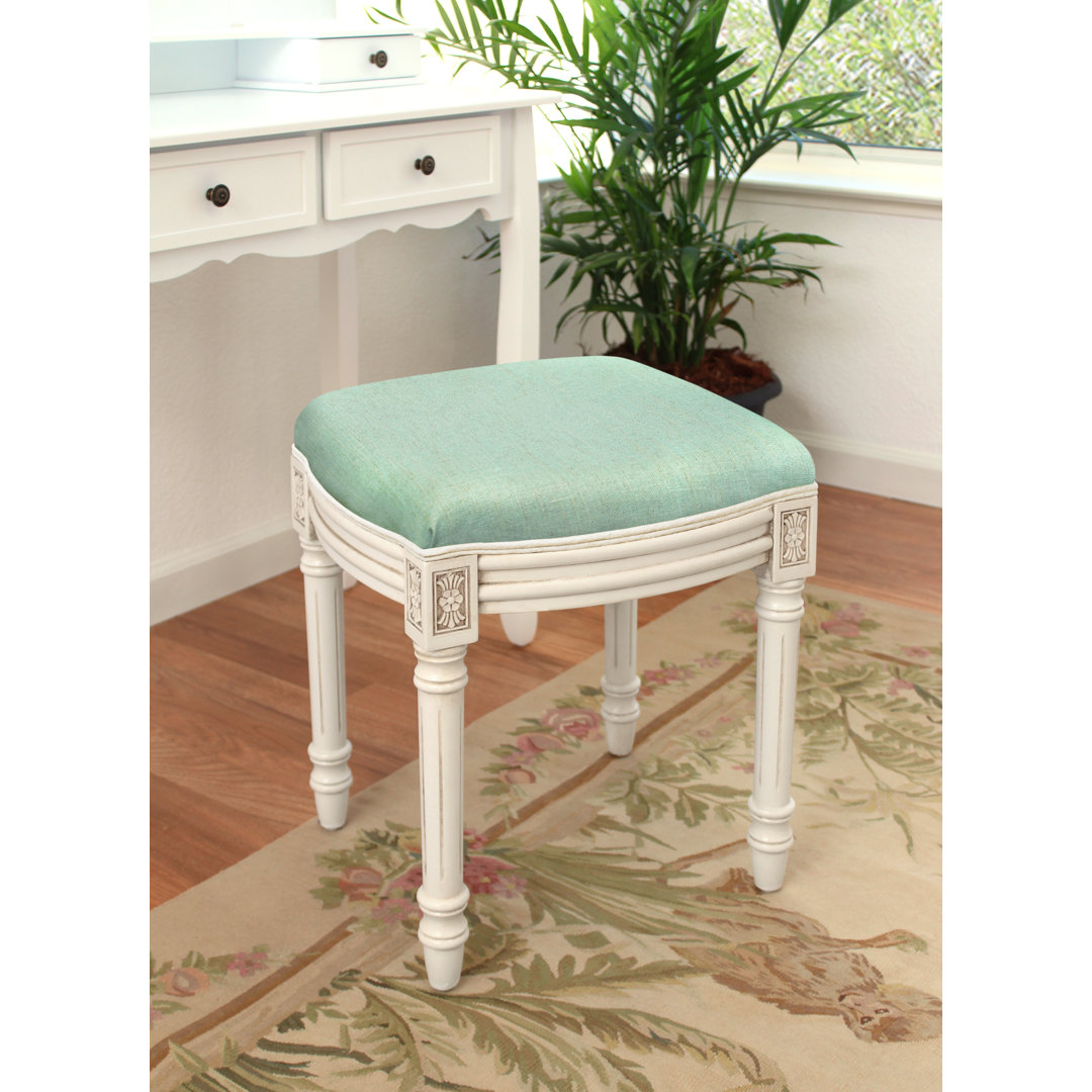 Lonergan Solid Wood Vanity Stool House of Hampton® Seat 