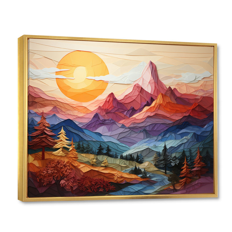 " Colourful Mountains Sharp Peaks II ", H 34 po x l 44 po x P 1,5 po, Cadre flottant doré