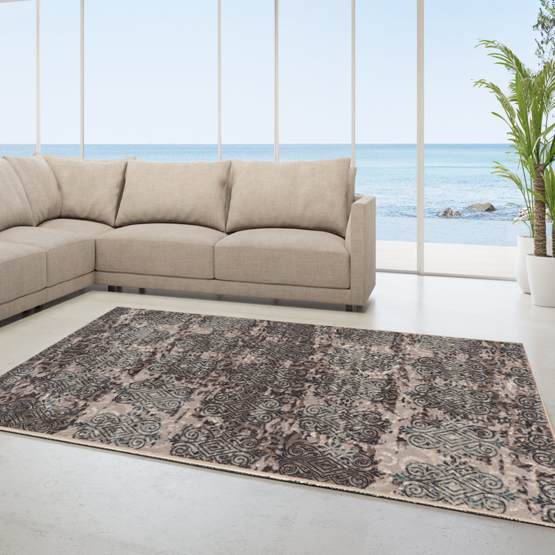 Tapis oriental beige et gris Coffman, Rectangulaire 8 pi x 10 pi