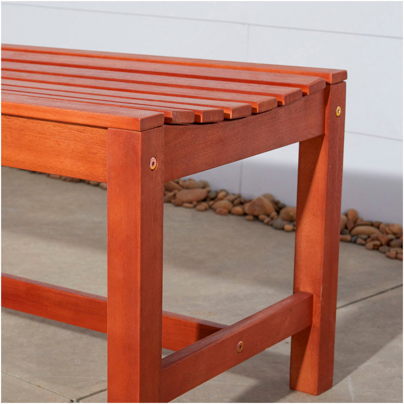 Banc de jardin en bois tropical sans accoudoirs pour 3 places Emilio
