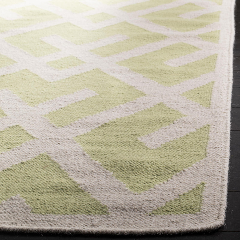 Tapis géométrique en laine et en coton tissé à la main Crawford, Carré 8 pi