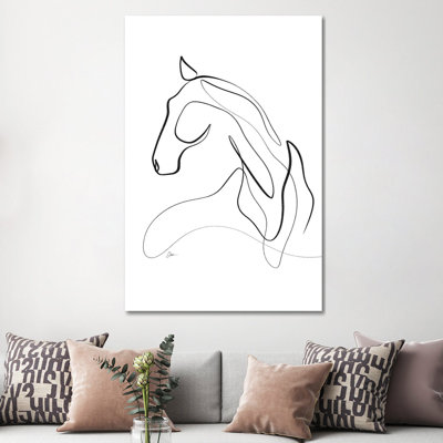 Equus No. 13 / Horse With One Line by Dane Khy - Wrapped Canvas Print