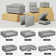 Chenille Storage Ottoman, Footstool Module Part for Chenille Sectional Sofa