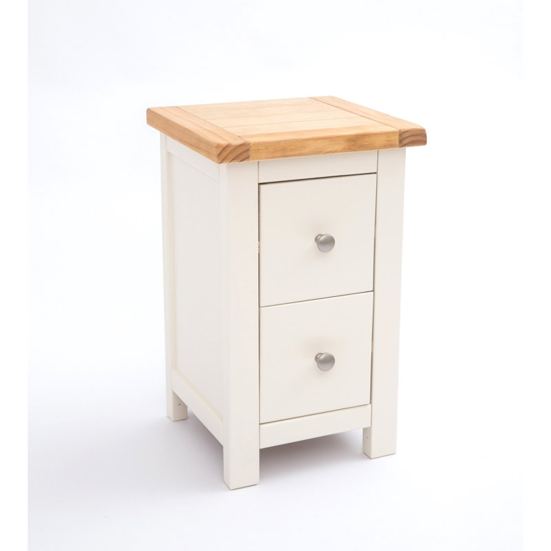 Aubusson 35cm W Bedside Table, Off White, Chrome